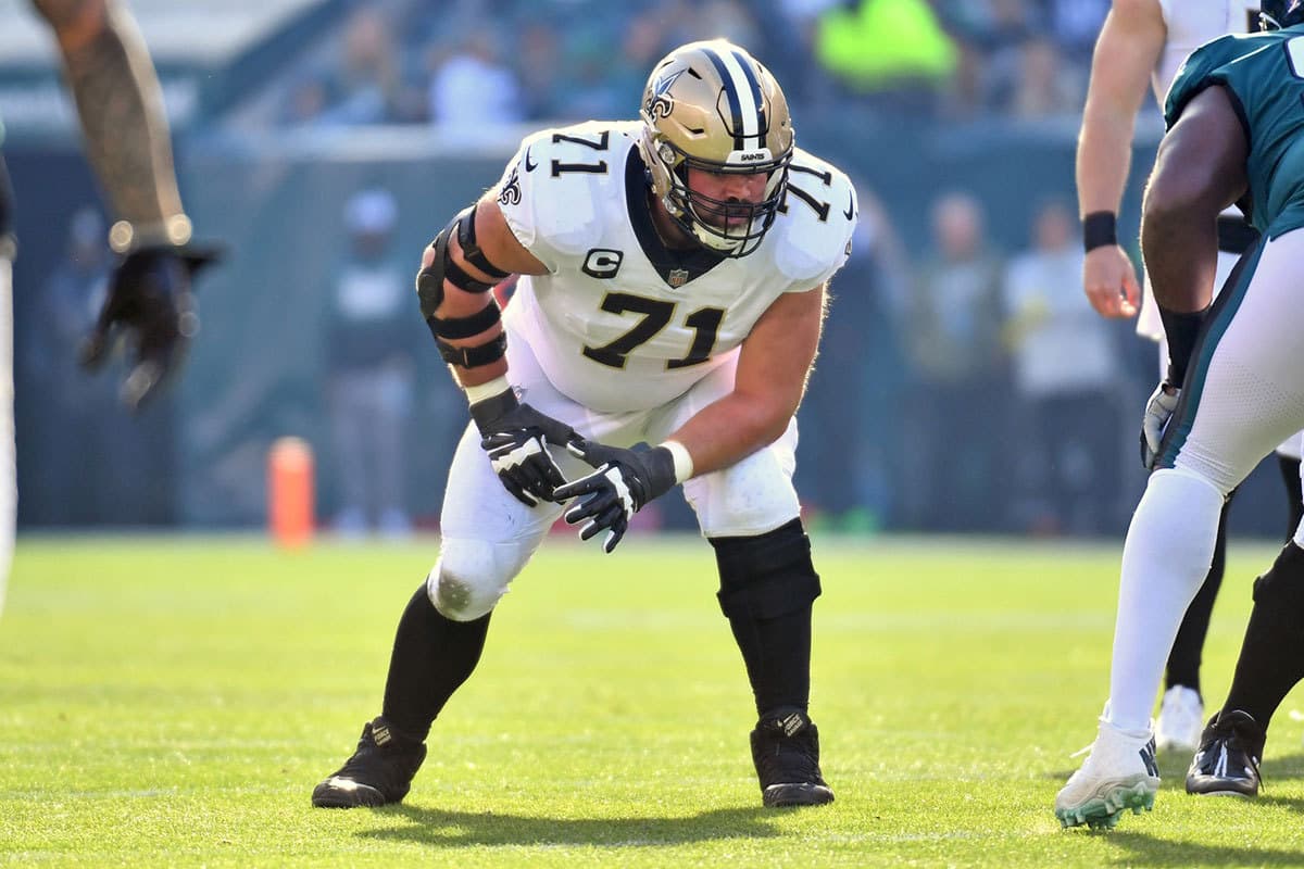 New Orleans Saints offensive tackle Ryan Ramczyk (71) against the Philadelphia Eagles at Lincoln Financial Field. 