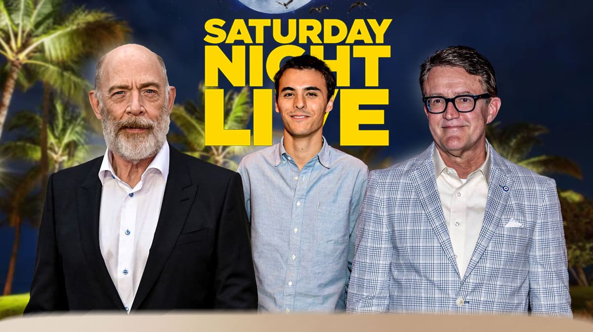 An SNL logo with J.K. Simmons, Billy Bryk, and Joe Chrest.
