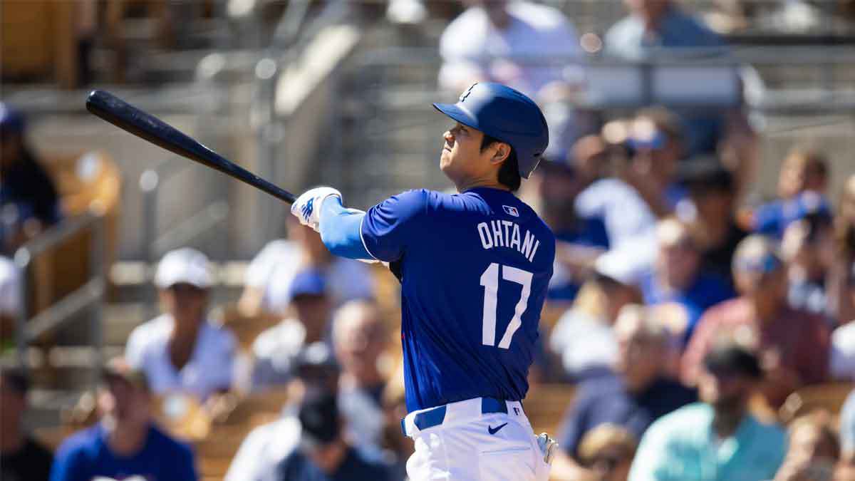 Los Angeles Dodgers designated hitter Shohei Ohtani against the Seattle Mariners during a spring training game at Camelback Ranch-Glendale. 
