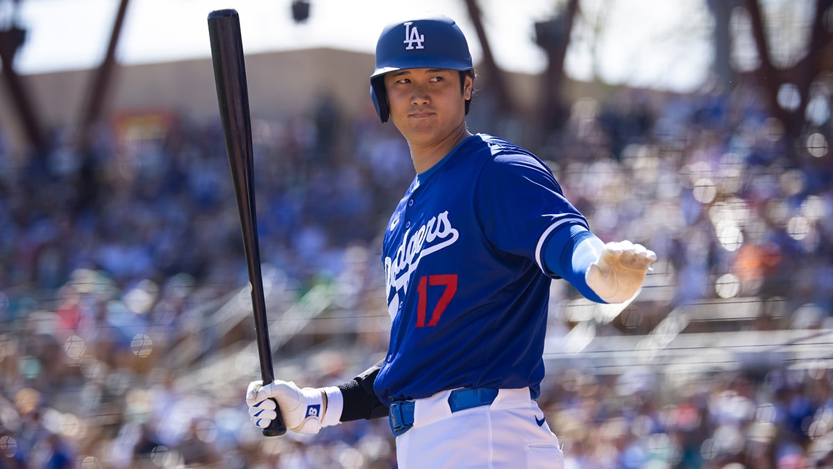 Los Angeles Dodgers designated hitter Shohei Ohtani against the Seattle Mariners during a spring training game at Camelback Ranch-Glendale