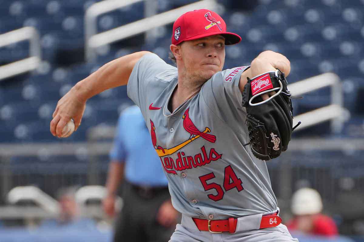 St. Louis Cardinals starting pitcher Sonny Gray (54) pitches against the Washington Nationals in the first inning at CACTI Ballpark of the Palm Beaches.