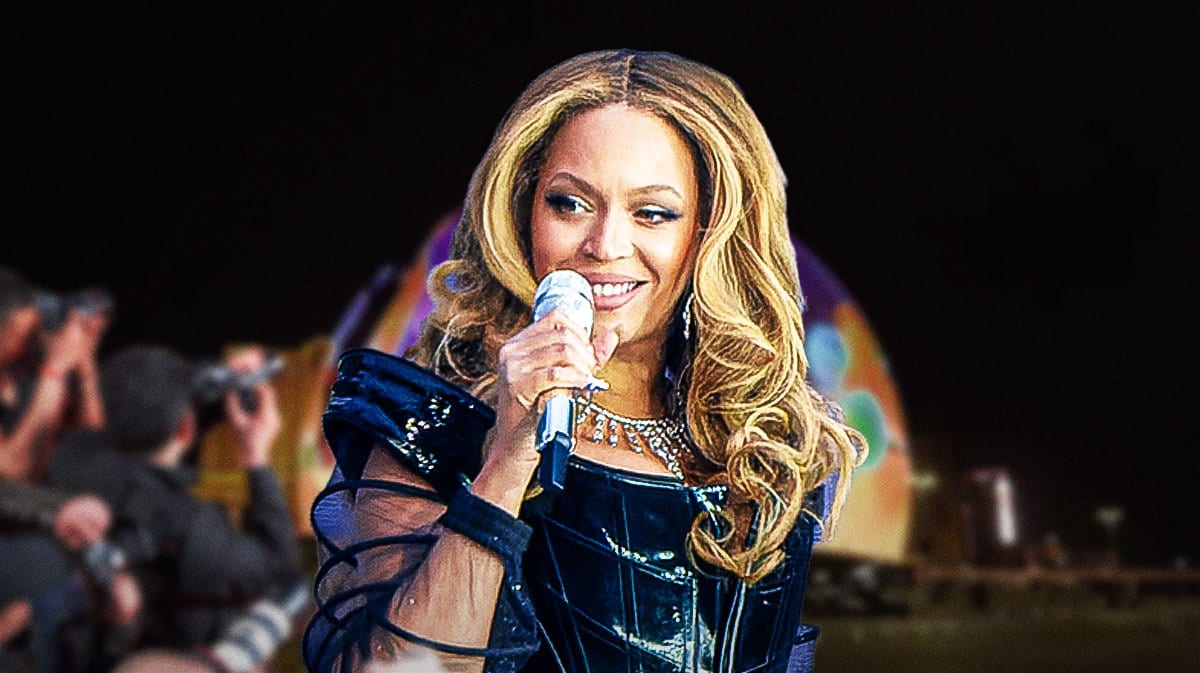 Beyoncé in front of the Sphere.