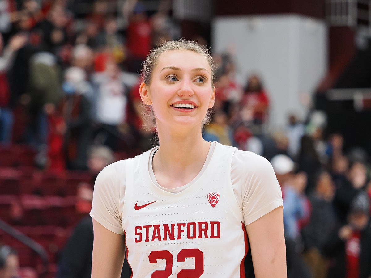 tanford Cardinal forward Cameron Brink (22) smiles after the game against the Colorado Buffaloes