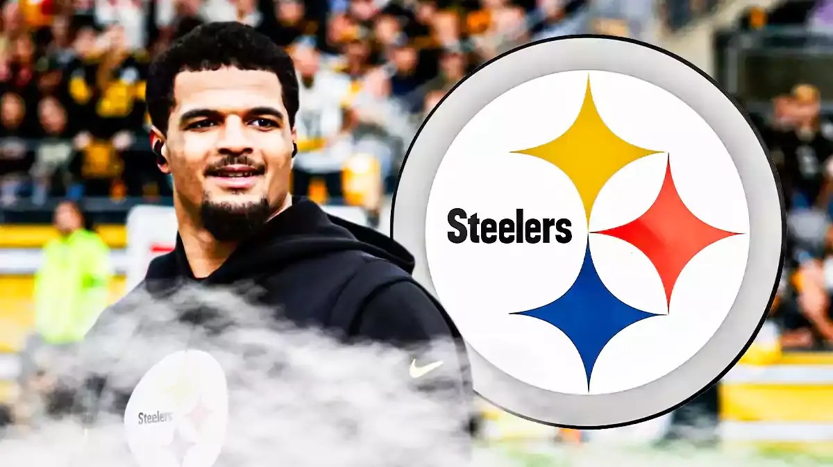 Pittsburgh Steelers star Minkah Fitzpatrick in front of Acrisure Stadium.