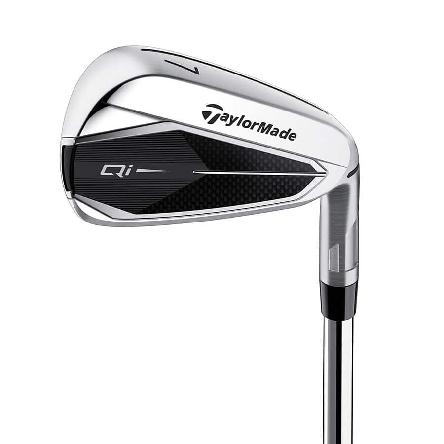 TaylorMade Qi Irons on a white background.