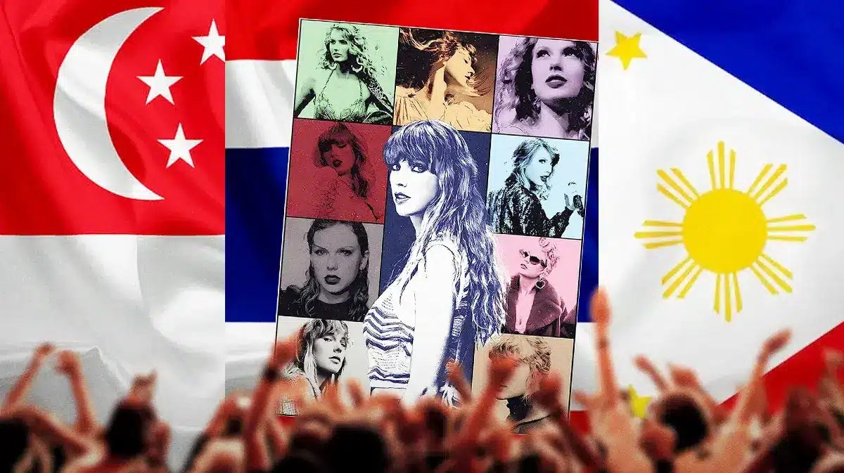 Images of Taylor Swift alongside flags of Southeast Asian countries