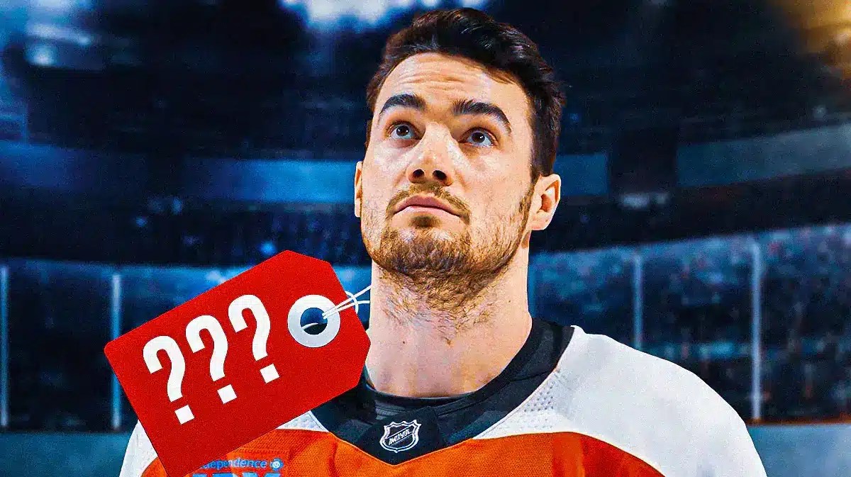 ACTION SHOT of Sean Walker (Flyers) with a price tag that has "???"