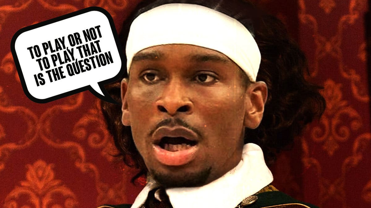 Thunder's Shai Gilgeous-Alexander as Shakespeare, saying: To play, or not to play, that is the question