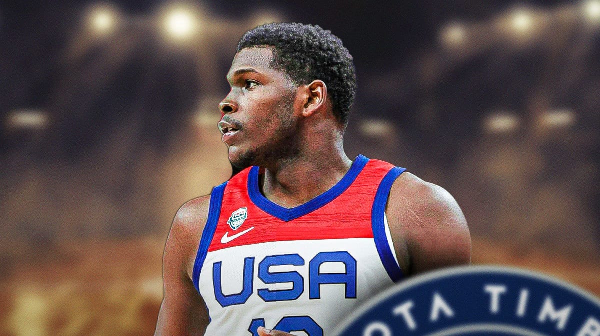 Minnesota Timberwolves' Anthony Edwards in a Team USA jersey