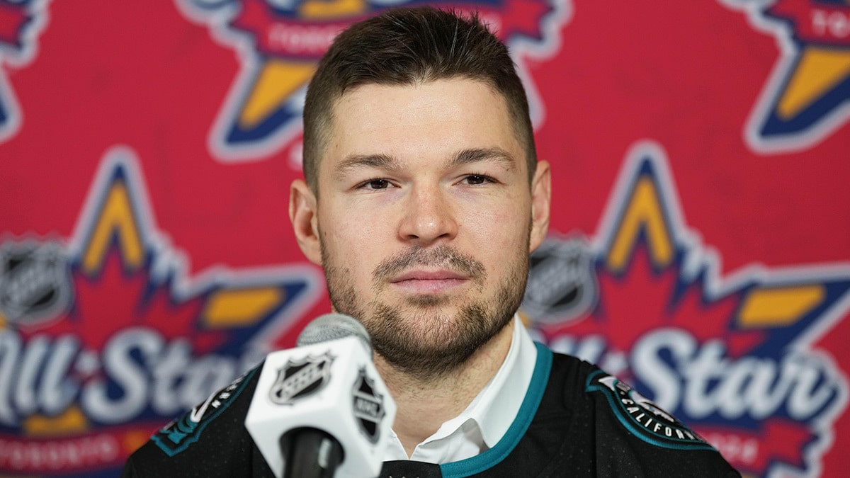 San Jose Sharks Tomas Hertl speaks to the media during NHL All-Star Thursday at Scotiabank Arena