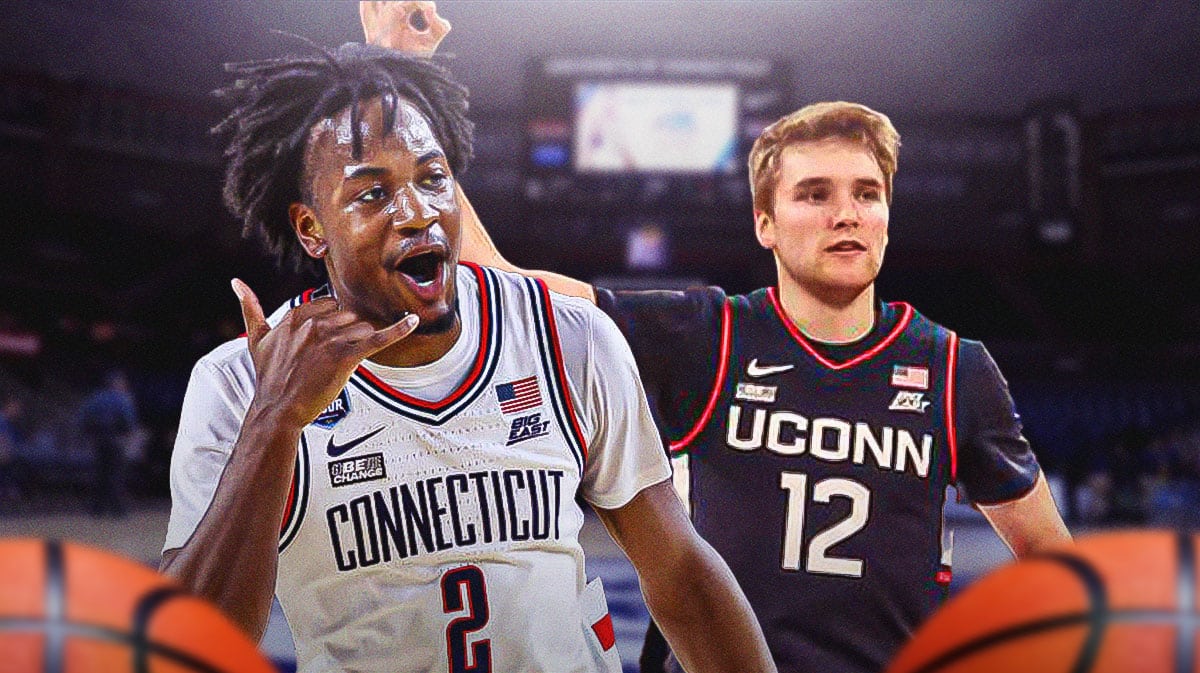 UConn basketball players Cam Spencer and Tristen Newton.