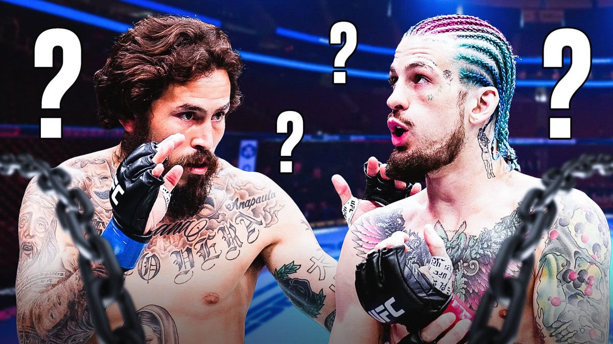 Marlon Vera looking at Sean O’Malley , UFC questionmarks in the air