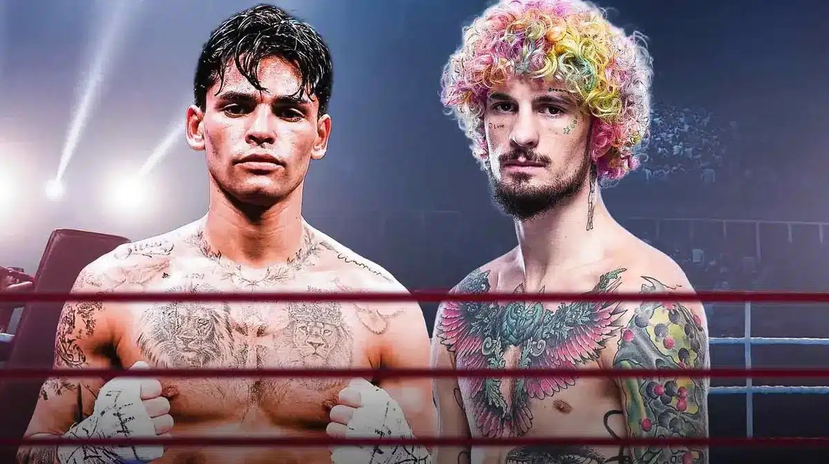 Sean O’Malley and Ryan Garcia in a boxing ring