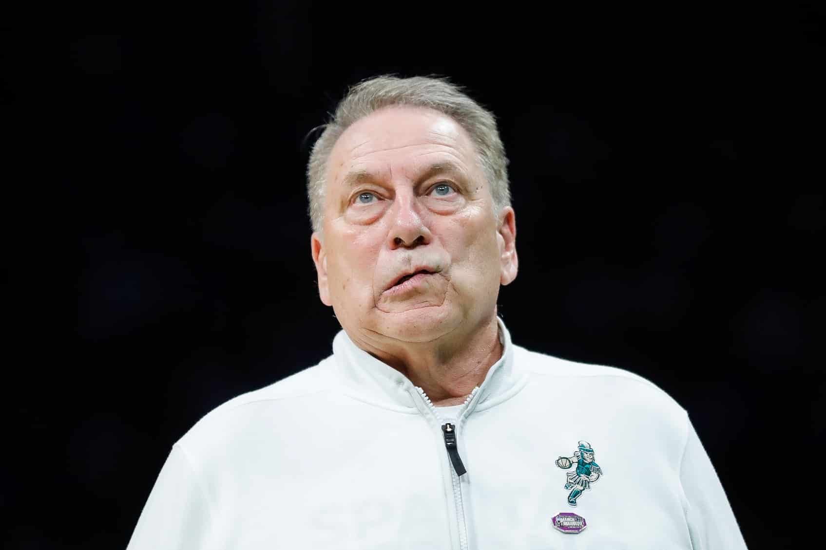 Michigan State head coach Tom Izzo reacts to a play against North Carolina during the second half of the NCAA tournament West Region second round at Spectrum Center in Charlotte, N.C. on Saturday, March 23, 2024.