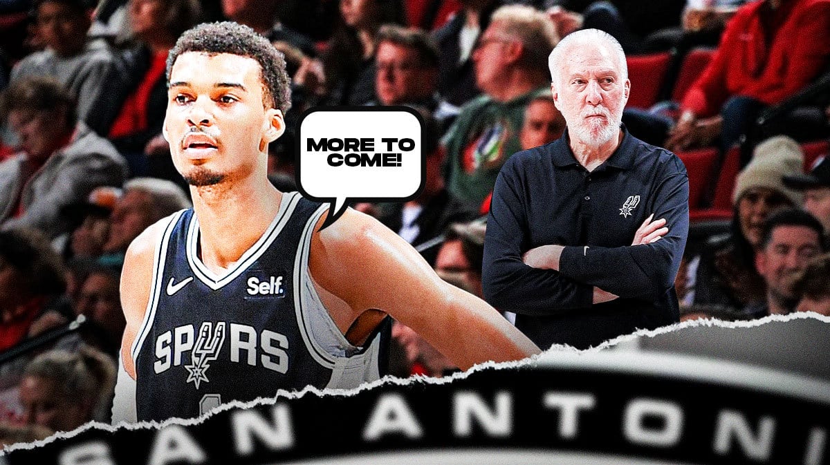 Spurs' Victor Wembanyama with Gregg Popovich.