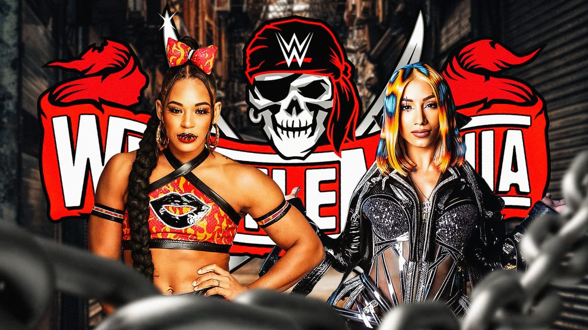 Bianca Belair and Mercedes Mone with the WrestleMania 37 logo as the background.