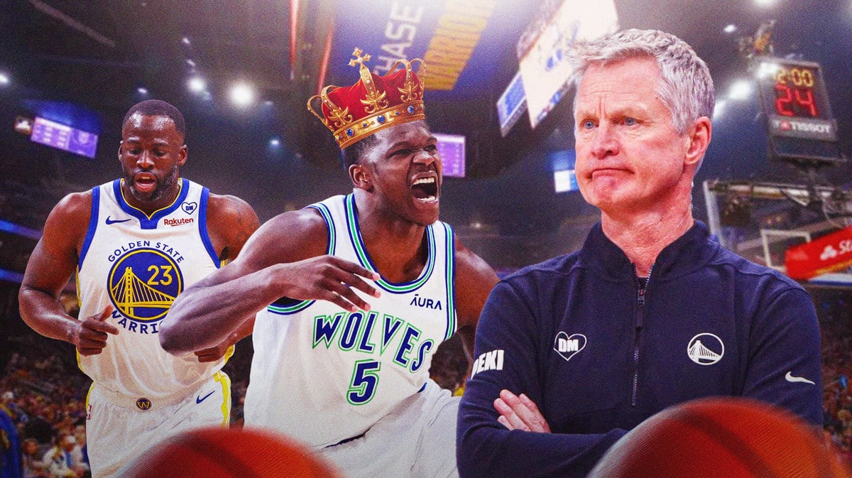 Timberwolves Anthony Edwards after defeating Warriors Steve Kerr and Draymond Green