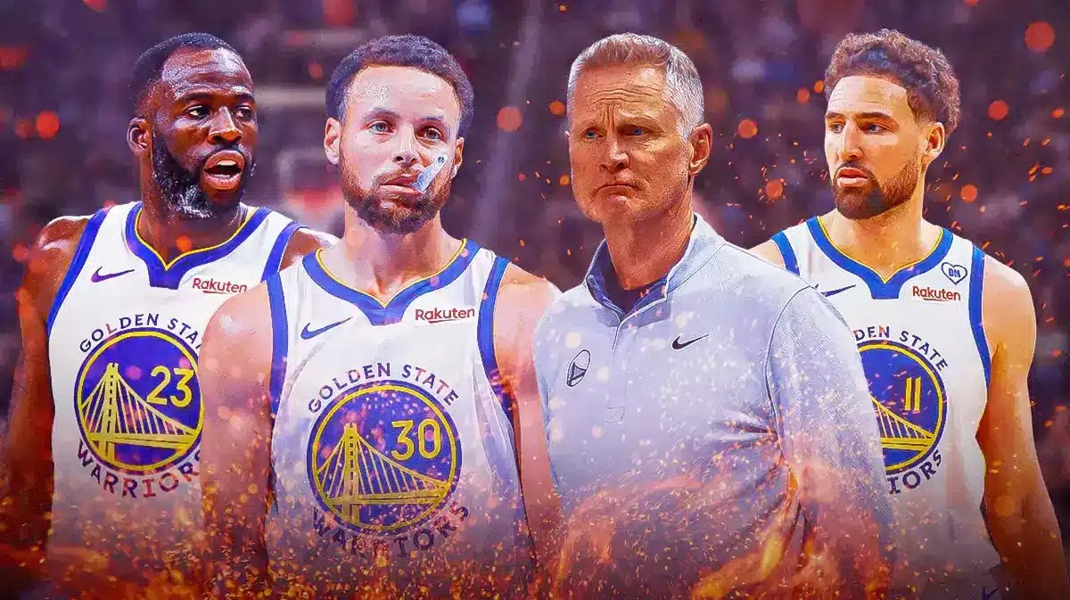 Warriors' Draymond Green, Stephen Curry, Steve Kerr, and Klay Thompson