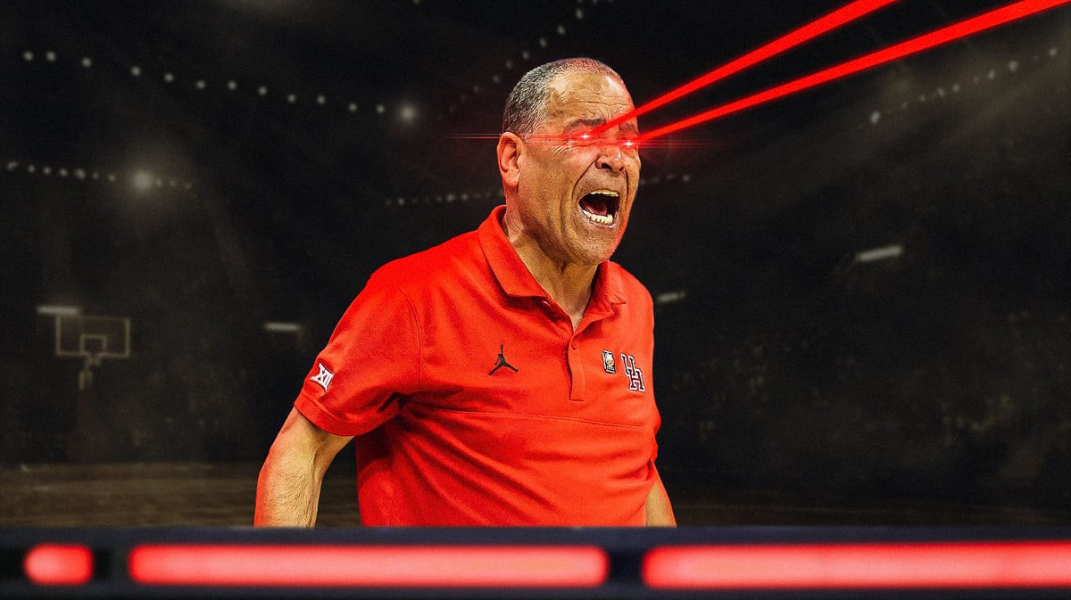 Kelvin Sampson (Houston basketball head coach) with laser eyes