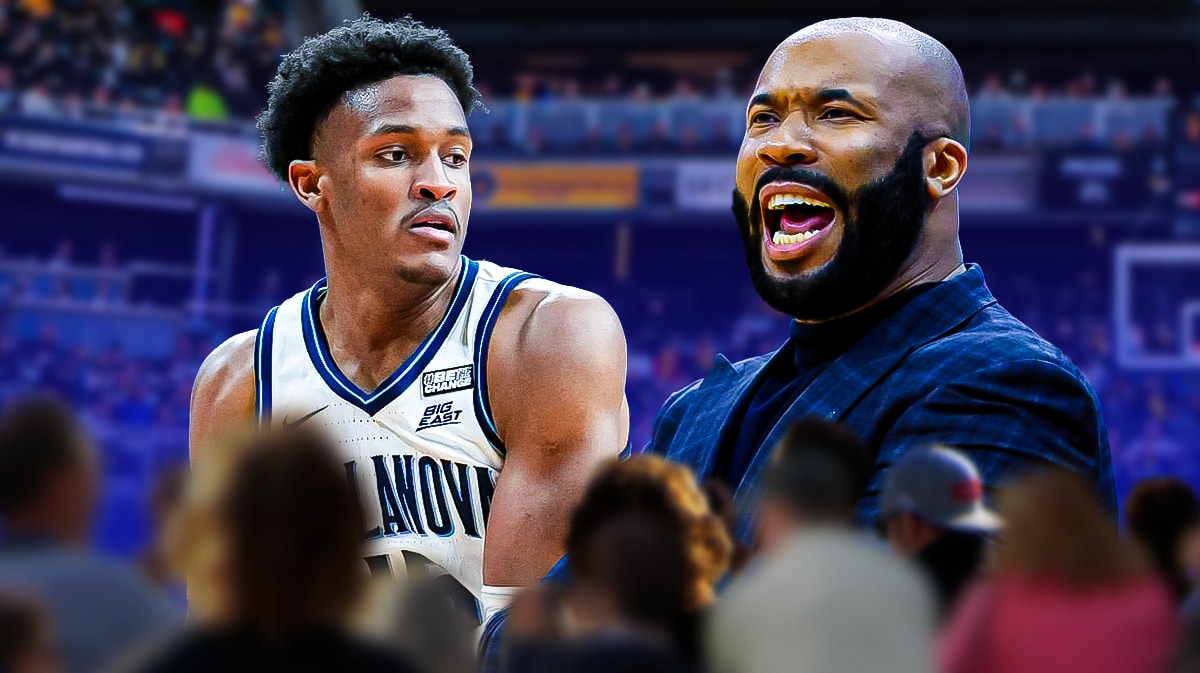 Villanova Jordan Longino with Kyle Neptune amid Big East Tournament battle vs Marquette