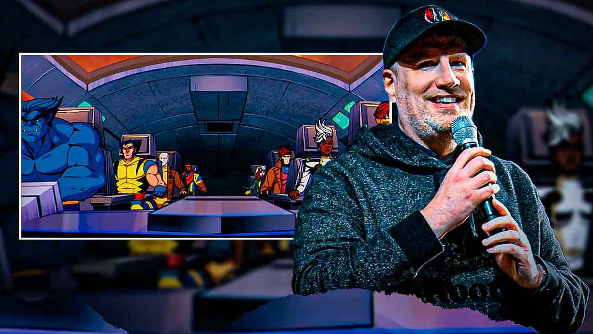 Kevin Feige with scene from X-Men '97.