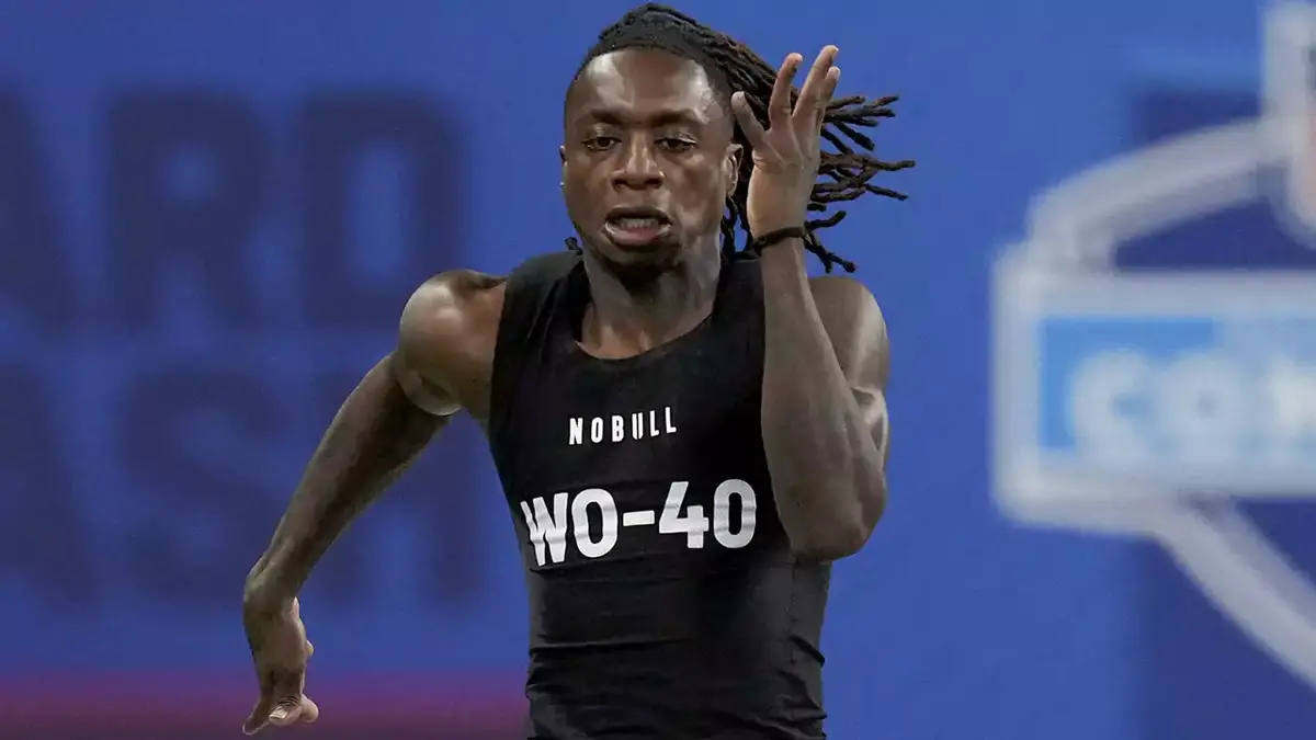 Xavier Worthy at the Combine. 