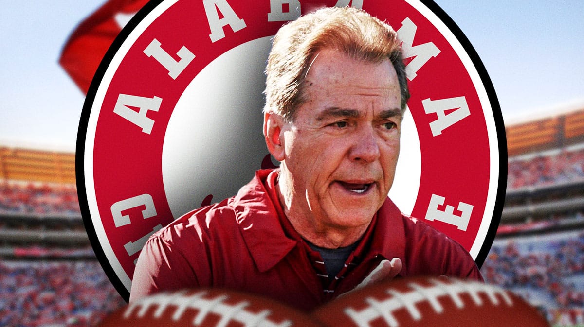 Alabama football, Crimson Tide, Nick Saban, Nick Saban Alabama, Alabama Rose Bowl, Nick Saban with Alabama football stadium in the background