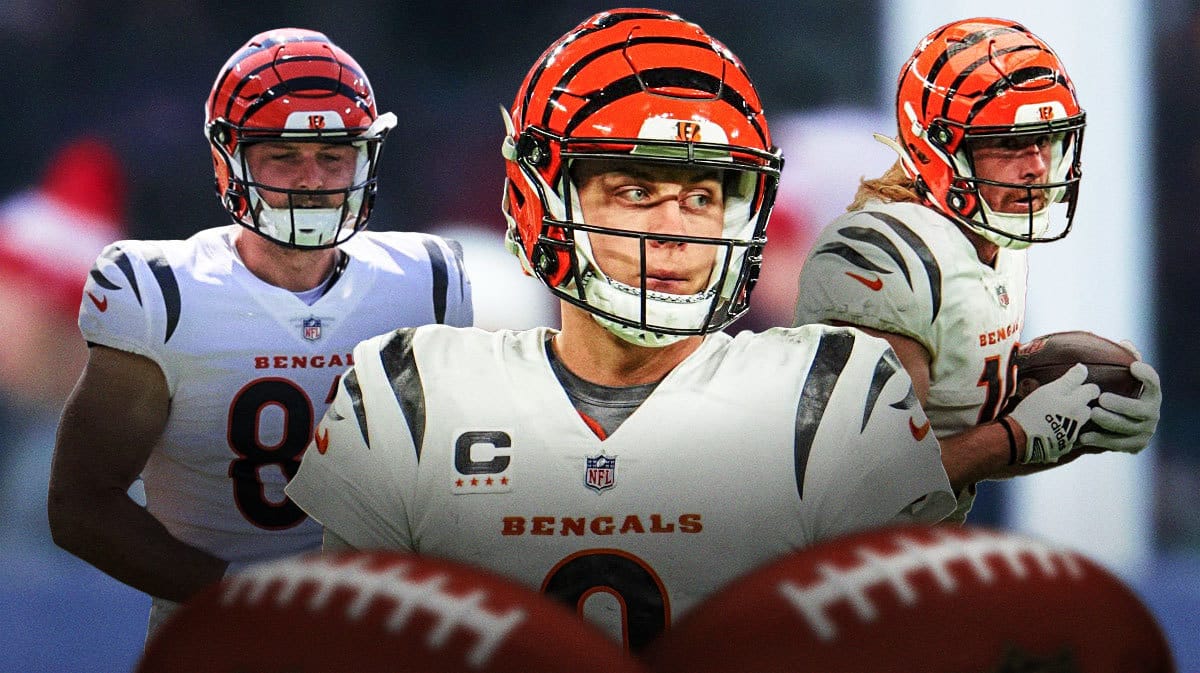 Bengals Joe Burrow, Trenton Irwin and Tanner Hudson