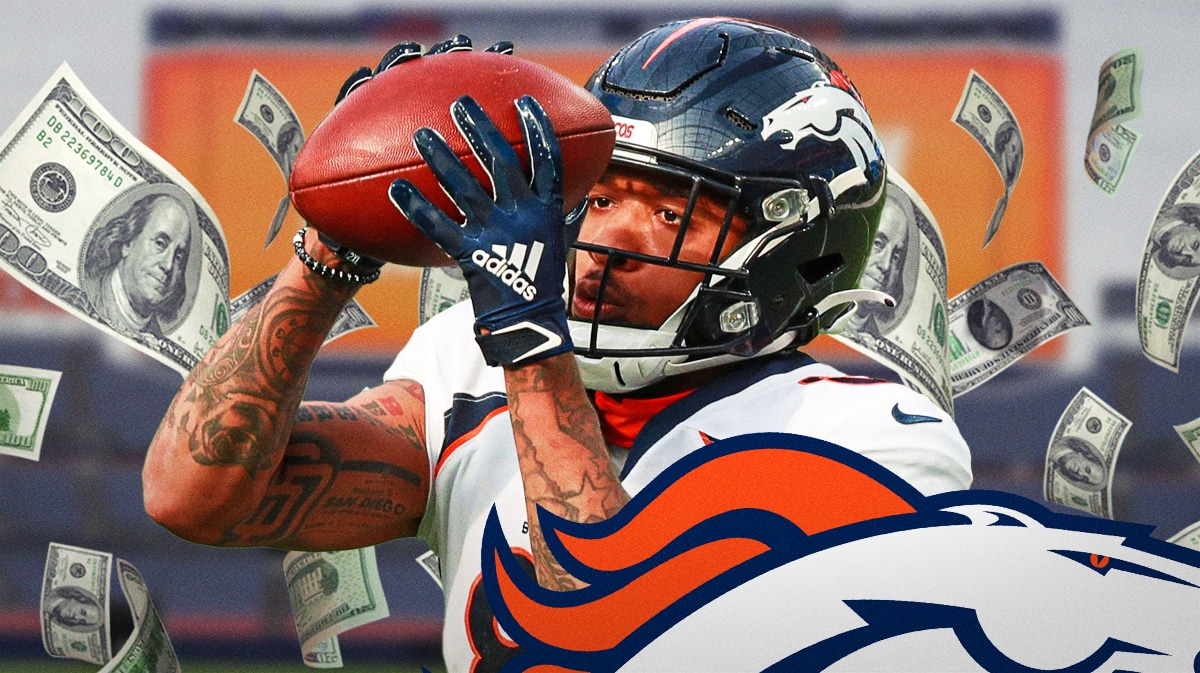 Broncos' Tim Patrick surrounded by money