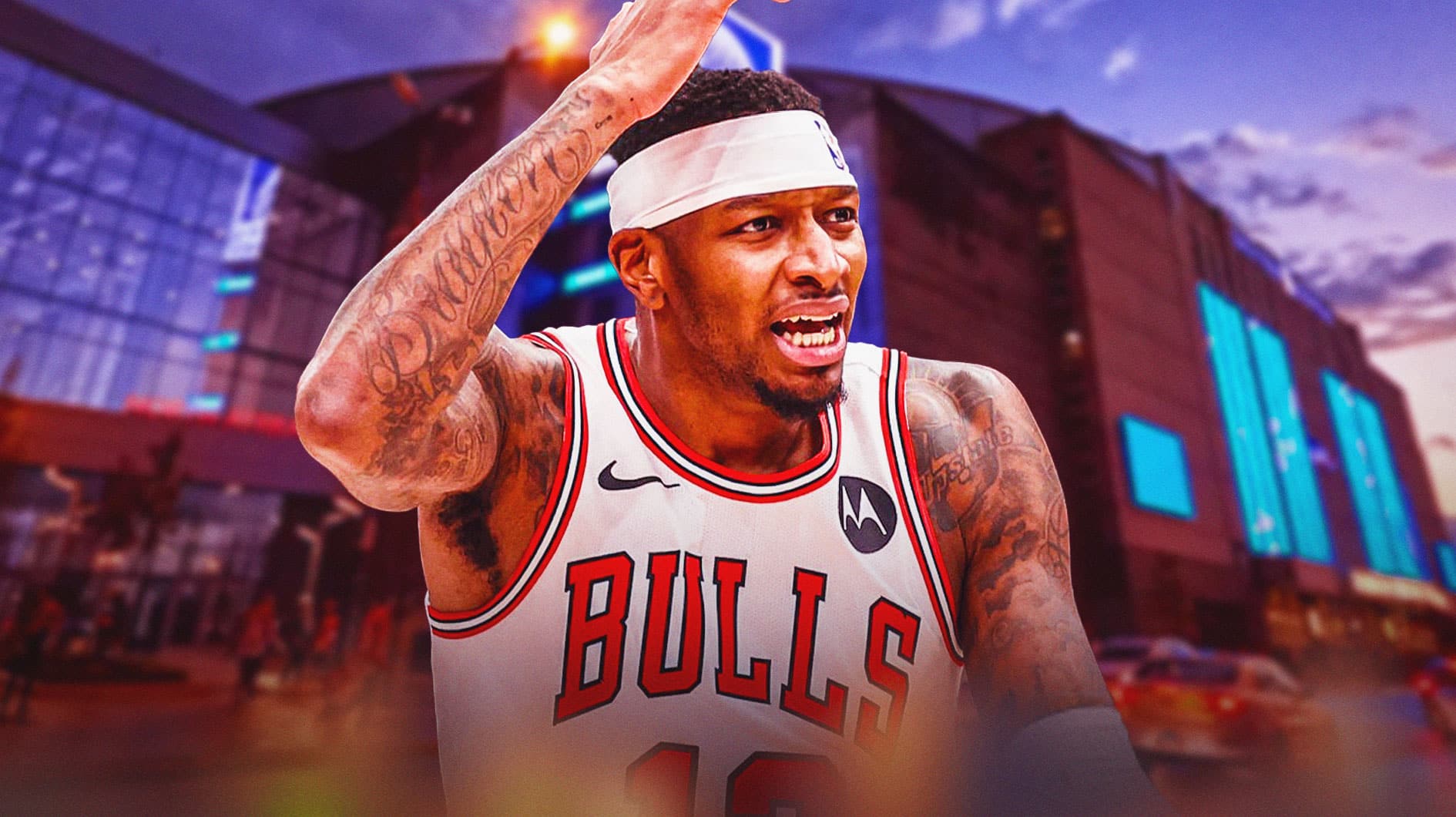 Bulls, Torrey Craig, Torrey Craig Bulls, Torrey Craig injury,Billy Donovan, Torrey Craig in Bulls uni with outside of United Center in the background