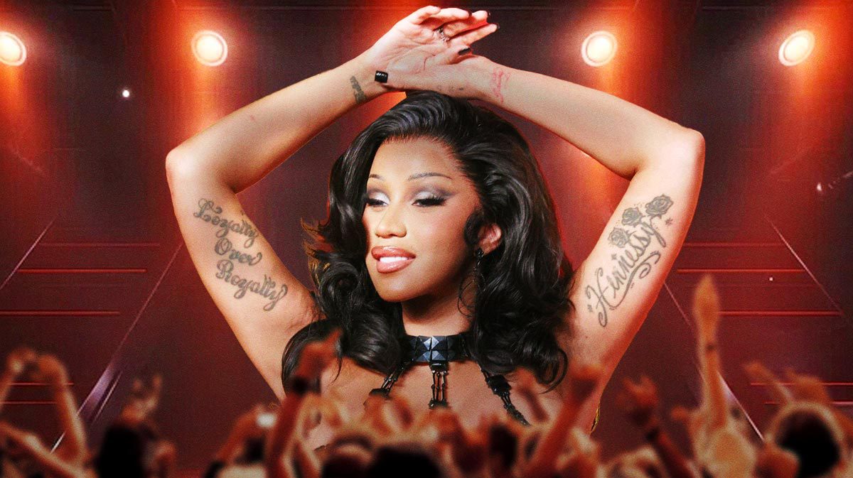 Cardi B in front of fans.
