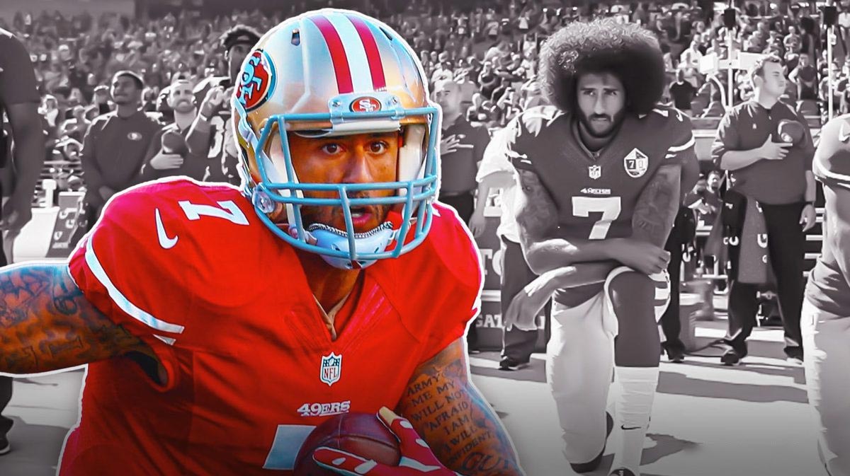 Colin Kaepernick playing for the San Francisco 49ers.