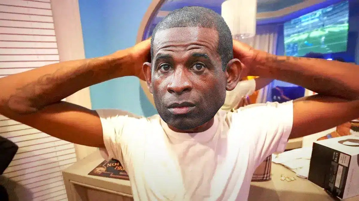 Deion Sanders (colorado football head coach) as the surprised meme guy