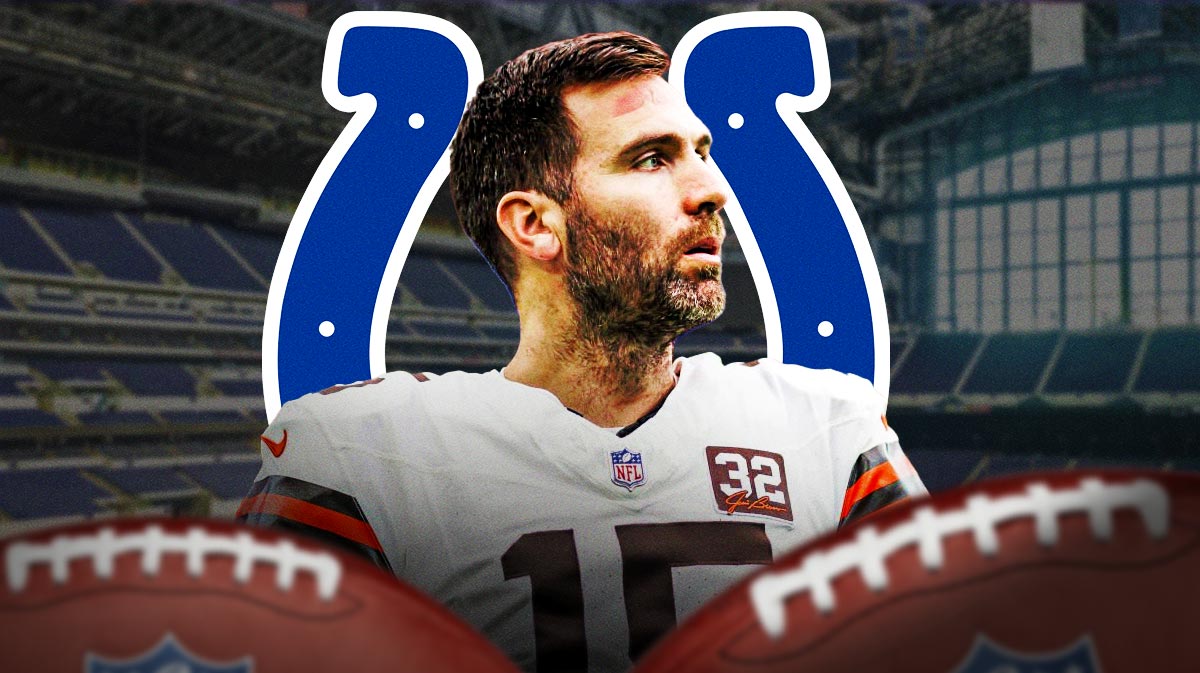 Colts, Joe Flacco, Joe Flacco Colts, Joe Flacco contract, Joe Flacco salary, Joe Flacco with Colts stadium in the background