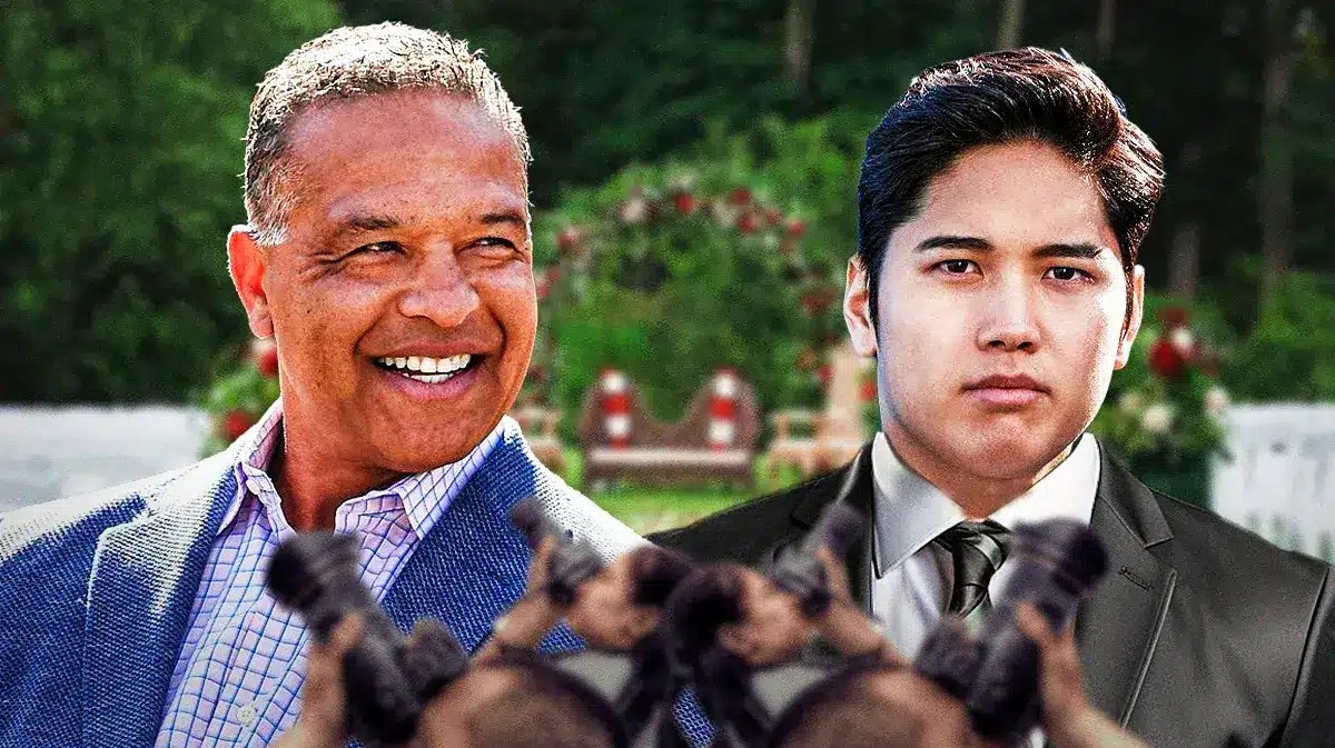 Dodgers manager Dave Roberts, Shohei Ohtani in a tuxedo