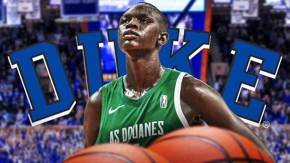 Duke basketball, Blue Devils, Khaman Maluach, Khaman Maluach Duke, Duke basketball recruiting, Khaman Maluach with Duke basketball arena in the background