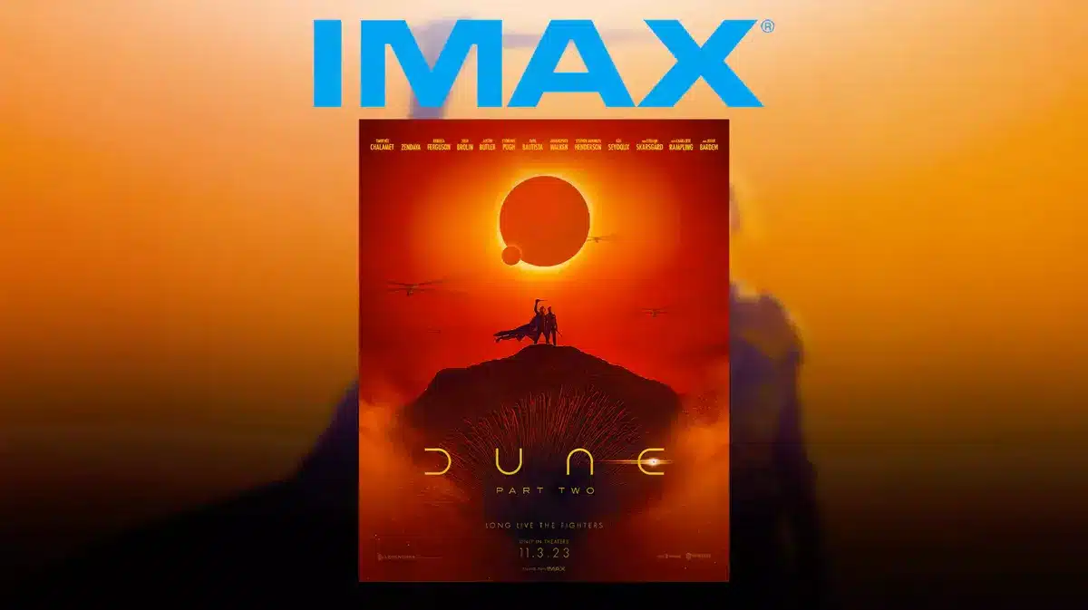 Dune: Part Two movie poster and Imax logo.