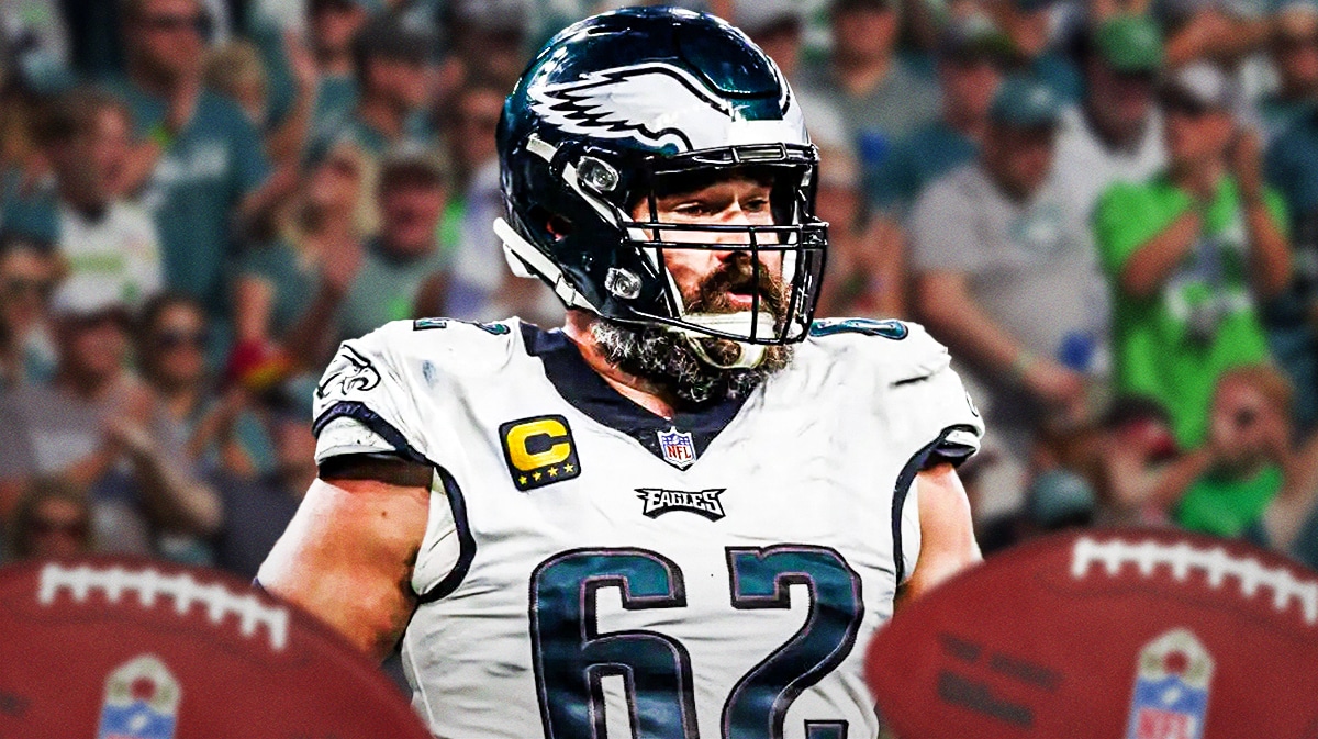 Jason Kelce with Philadelphia Eagles fans cheering