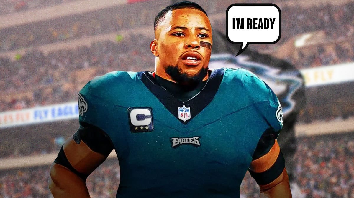 Saquon Barkley in an Eagles uniform saying “I’m ready”