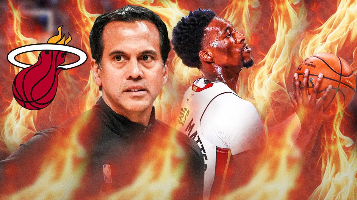 Heat coach Erik Spoelstra and center Bam Adebayo