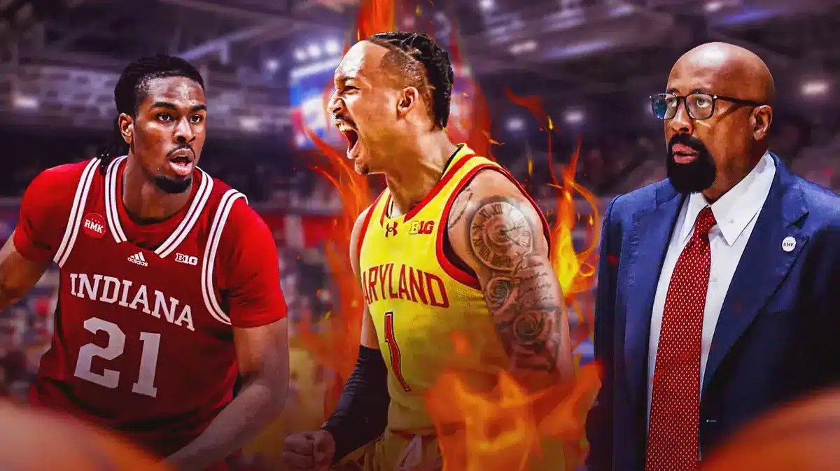 Indiana basketball Mike Woodson and Mackenzie Mgbako with Maryland Jahmir Youg