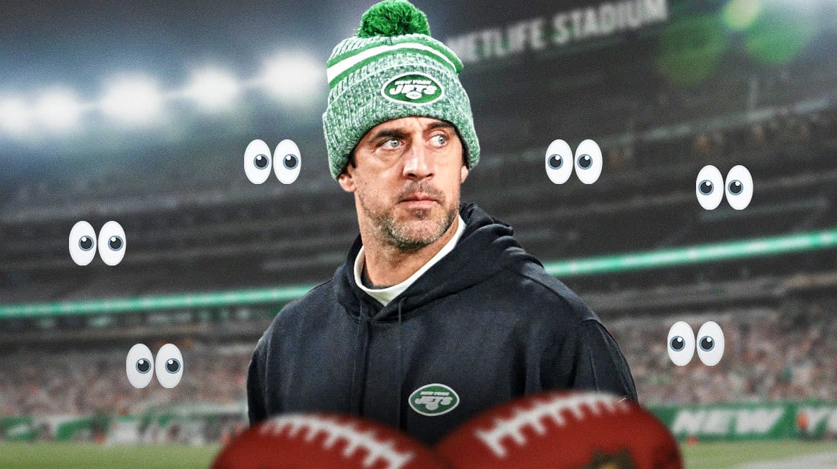 Aaron Rodgers with a bunch of the big eyes emojis in the background