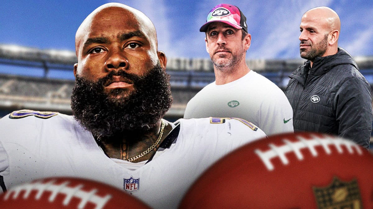 Jets' Morgan Moses, Aaron Rodgers and Robert Saleh