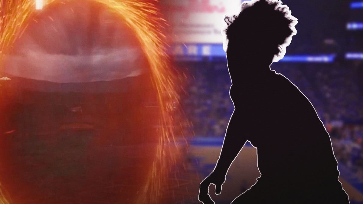 Silhouette of Devin Askew and then doctor strange portals in front of him
