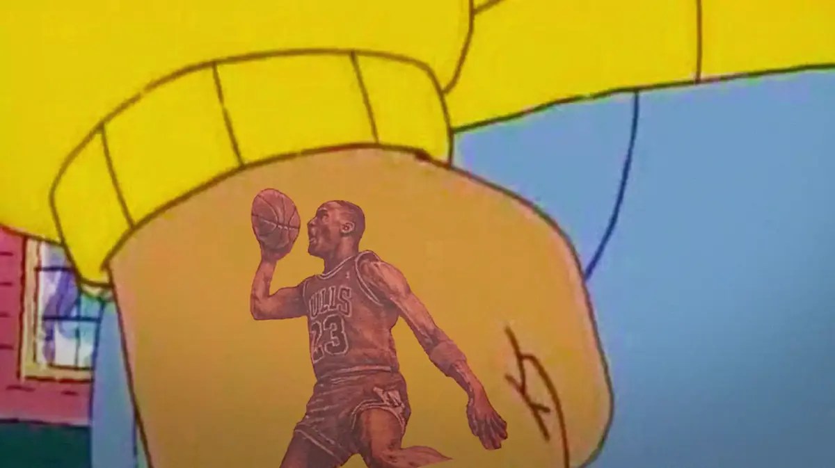 Arthur fist meme with Michael Jordan Michael Jordan Tattoo on the fists