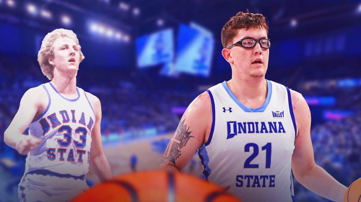 Robbie Avila with Larry Bird (Indiana State) in the backround