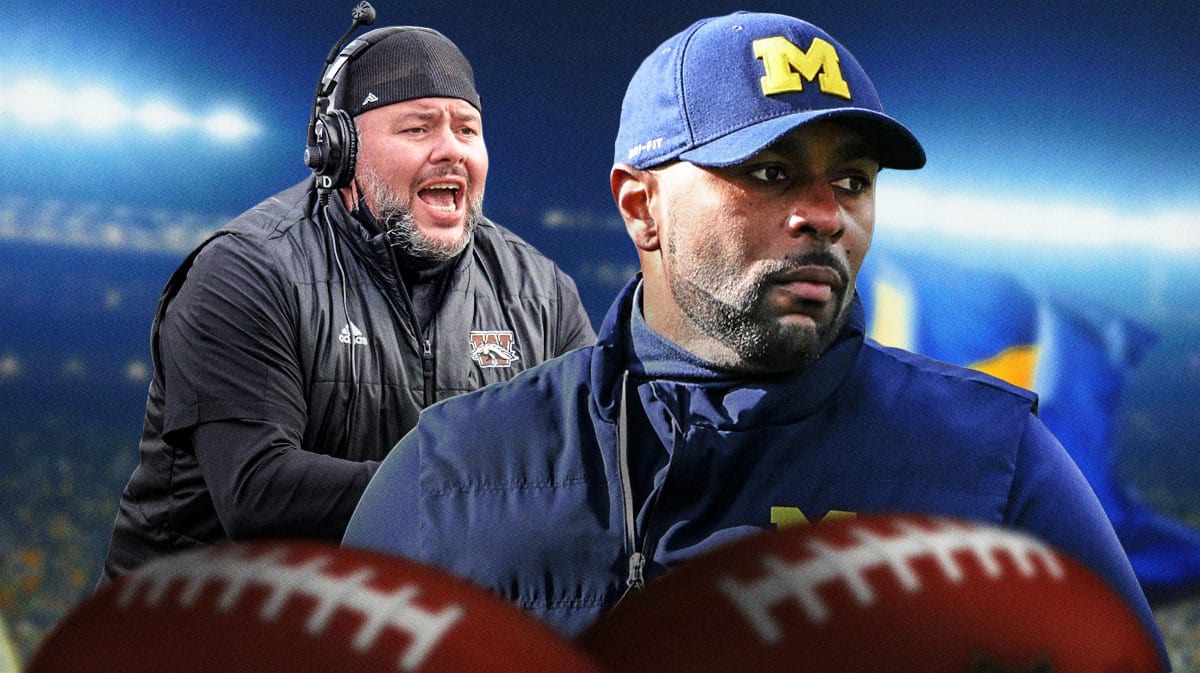Michigan football, Lou Esposito, Sherrone Moore, Wolverines, Lou Esposito Michigan, Sherrone Moore and Lou Esposito with Michigan football stadium in the background