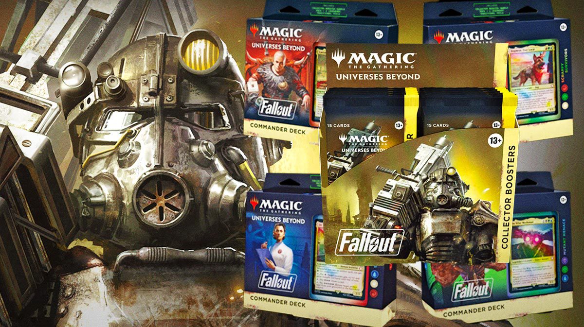 Universes Beyond Fallout Magic the Gathering Key Visual with products