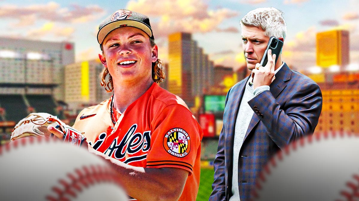 Jackson Holliday next to Mike Elias (Baltimore Orioles)