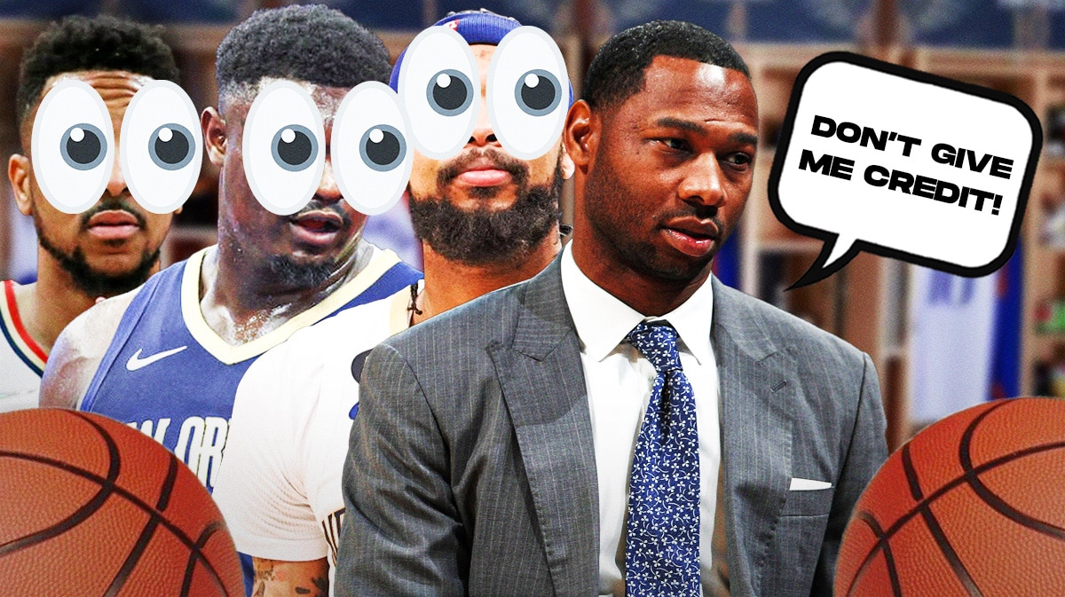 Pelicans' Willie Green saying "Don't give me credit!" and then Zion Williamson, Brandon Ingram, CJ McCollum looking at him